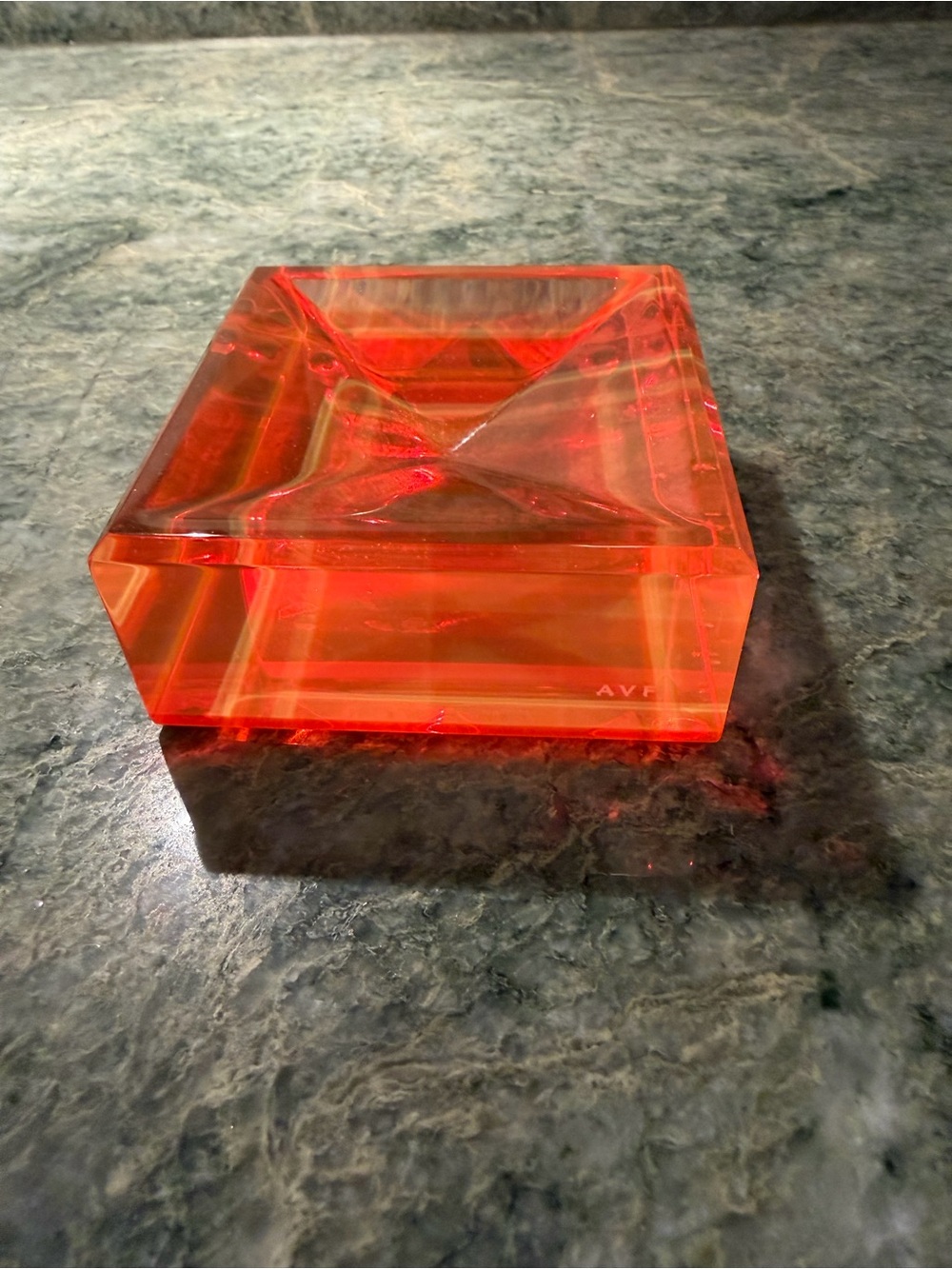 Alexandra von Furstengerg Acrylic Decorative Square Dish in Orange